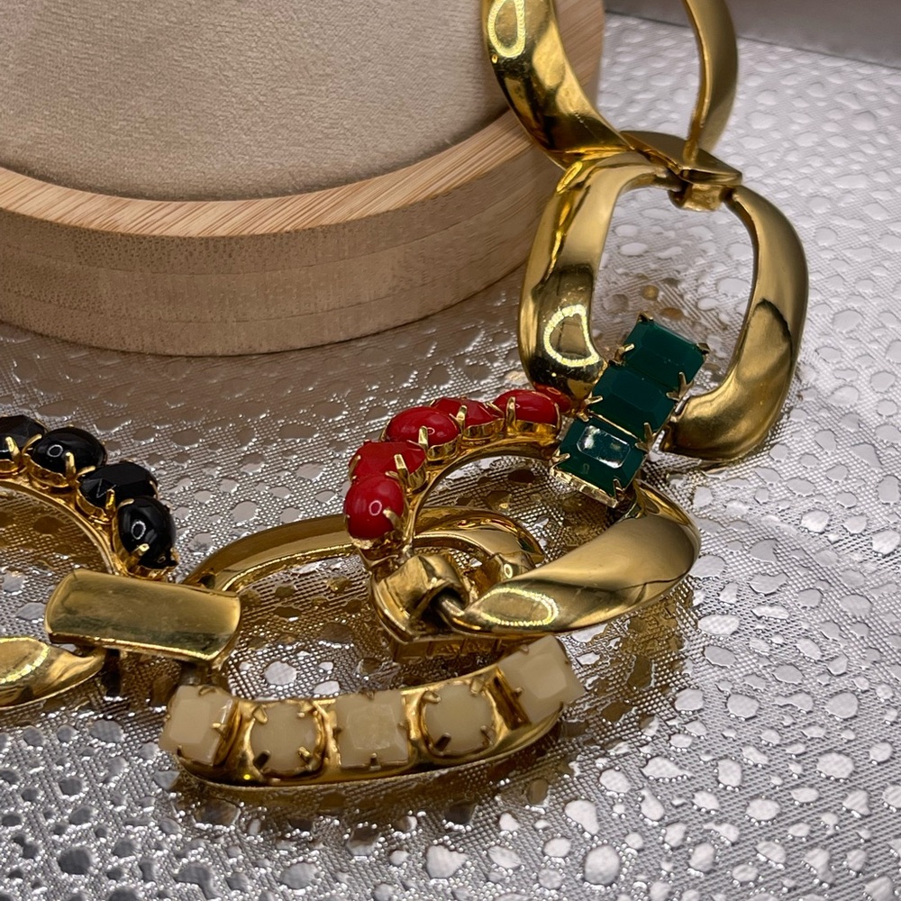 Kate Spade RARE stunning gold link necklace with colored stones - Picture 10 of 11